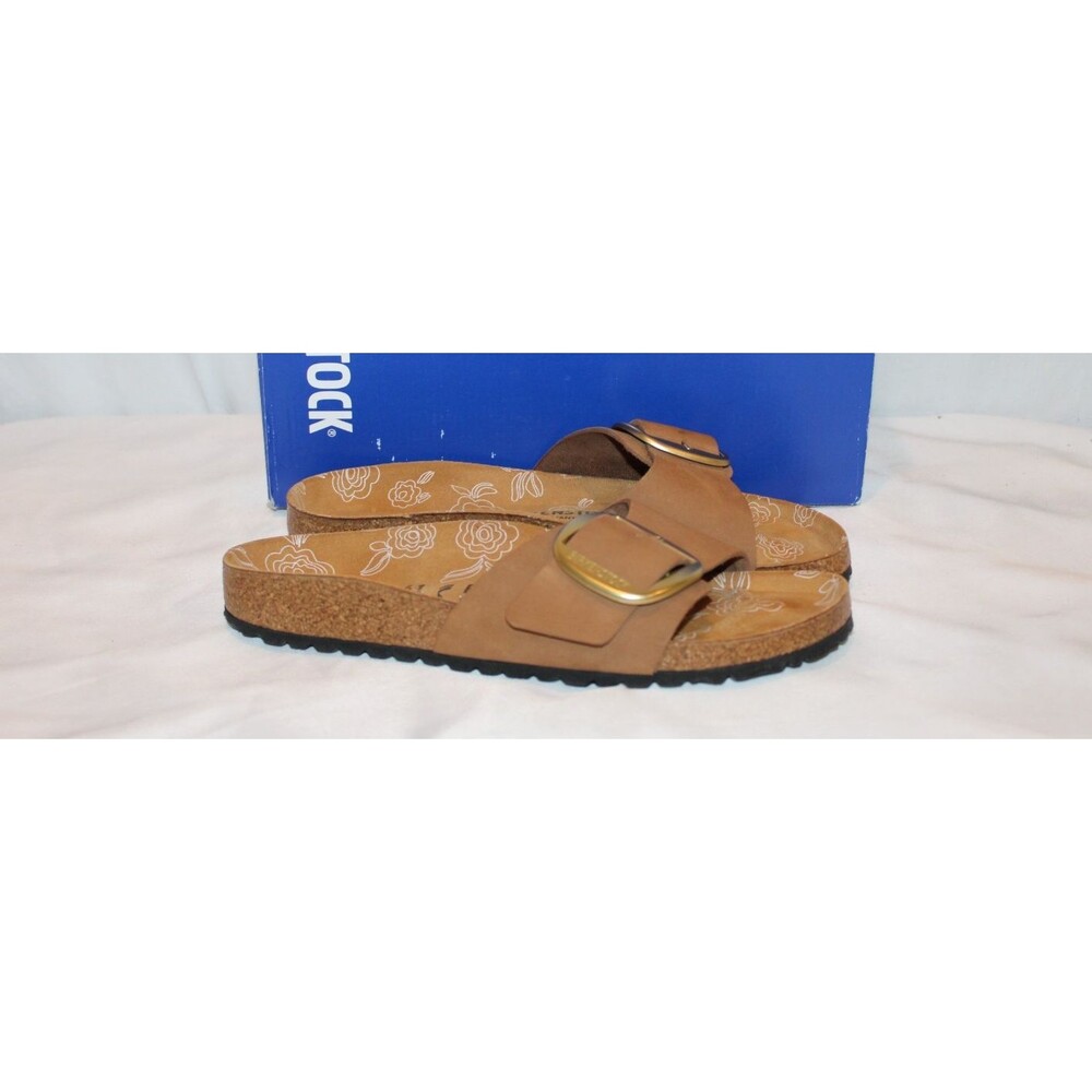Birkenstock Women's Madrid Big Buckle Suede Sandals Mink NWOB EU 39 NARROW - Picture 2 of 10